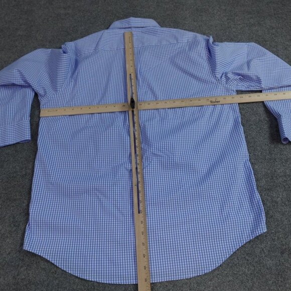 Vineyard Vines Whale Shirt L Blue Gingham Plaid Performance - Picture 4 of 8